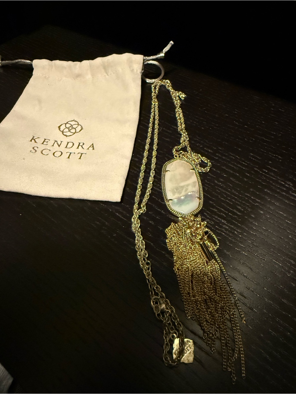 Kendra Scott Gold Mother-of-Pearl Tassel Pendant Necklace